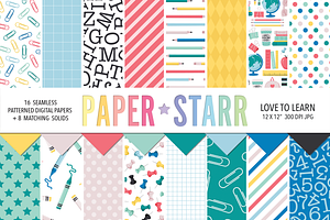 Seamless Back 2 School Digital Paper, a Pattern Graphic by Paper Starr Studio