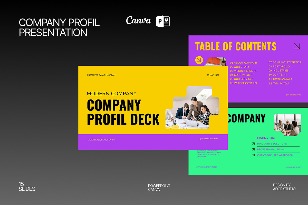 Modern Company Profile Presentation, a Presentation Template by adoestudio (Photo 1 of 8)