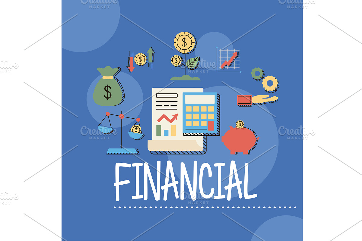 financial lettering with icons, a Finance Illustration by studiogstock