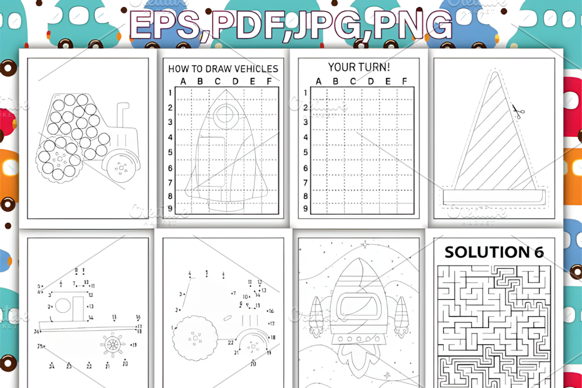 Vehicles Activity Book Vol-1, a Decorative Illustration by Design Station (Photo 2 of 3)