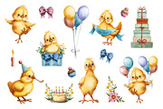 Cute Chick Birthday Collection, an Animal Illustration by IrynaPanashii (Thumbnail 2 of 7)