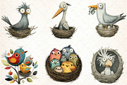 Quirky Funny Birds Clipart, an Illustration by DreamCafeArt (Thumbnail 7 of 8)