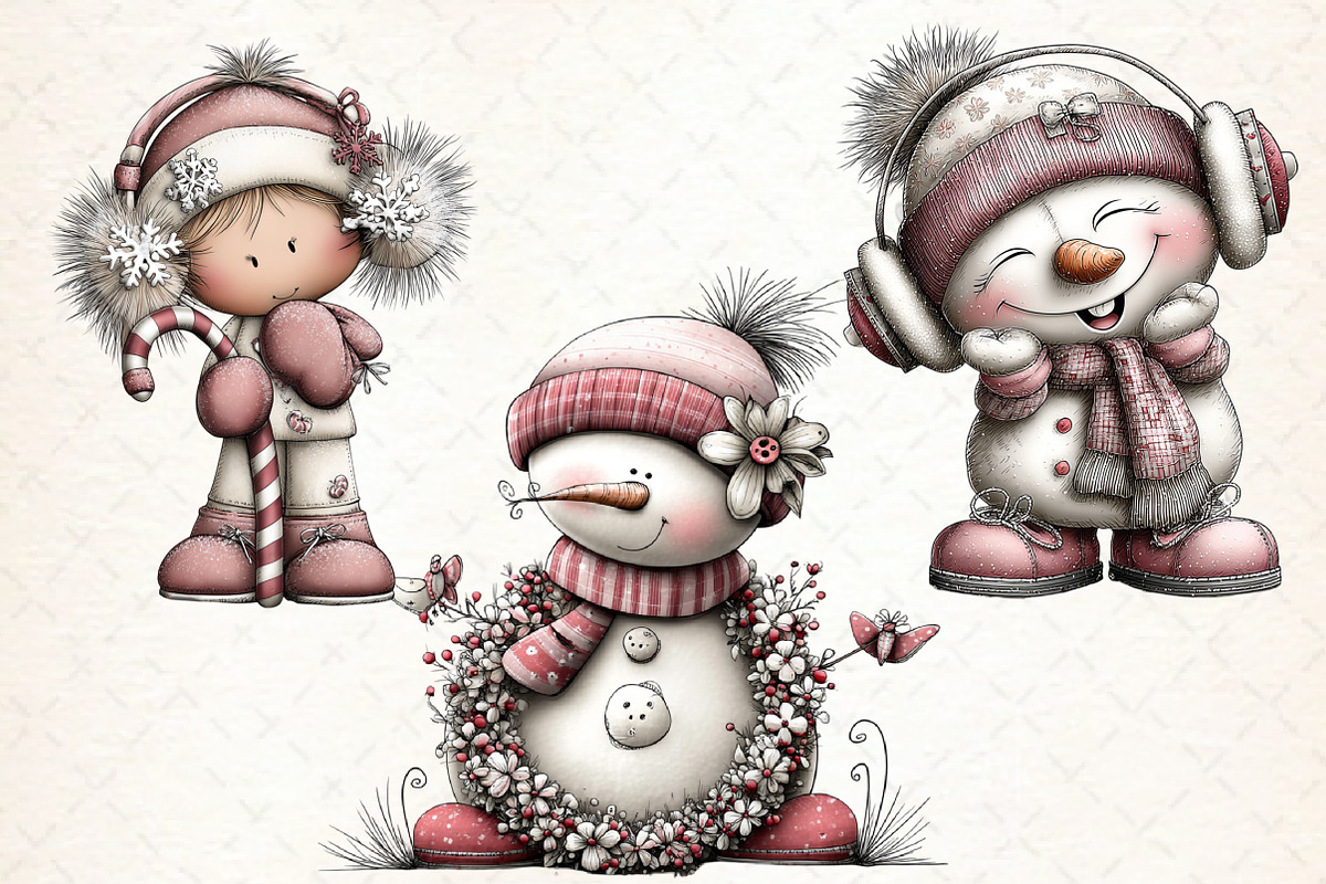 Whimsical Snowman Clipart, an Illustration by Libby Wishes (Photo 7 of 8)