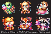 Kawaii Summer Animals & Ice Cream, an Illustration by RobertsArt (Thumbnail 2 of 7)