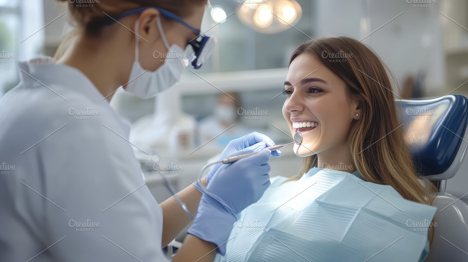 Dental Exam: Dentist examining a smi, a Health & Medical Photo by Pixeness Studio