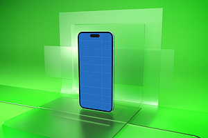 iPhone 16 Pro Max on Glass Mockup, an iPhone Mockup by Qaleb Studio
