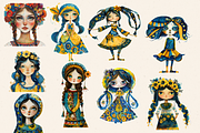 WHIMSICAL UKRAINIAN GIRL CLIPART, a Person Illustration by Daring Digies (Thumbnail 3 of 10)