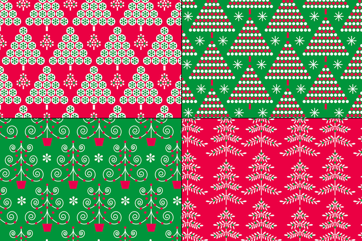 Green & Red Christmas Tree Patterns preview 2