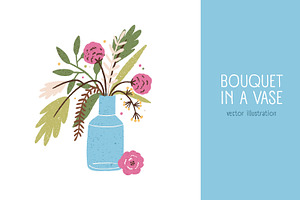 Bouquet of flowers in vase, a Decorative Illustration by Good Studio