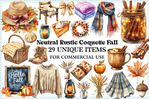 Neutral Rustic Coquette Fall Clipart, an Illustration by Craft Nest