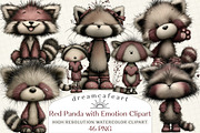 Red Panda with Emotion Clipart, an Illustration by DreamCafeArt (Thumbnail 1 of 8)