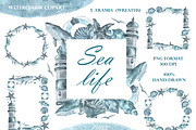 Sea life watercolor set. Nautical., an Illustration by SabinaWatercolorArt (Thumbnail 4 of 13)