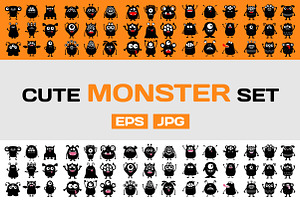 Black Monster Super Big Icon Set.