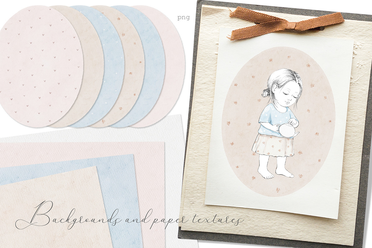 Anna & her toys - set of illustrations