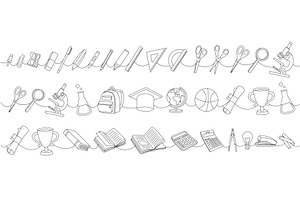 School accessories one line, an Education Illustration by GraphiShop