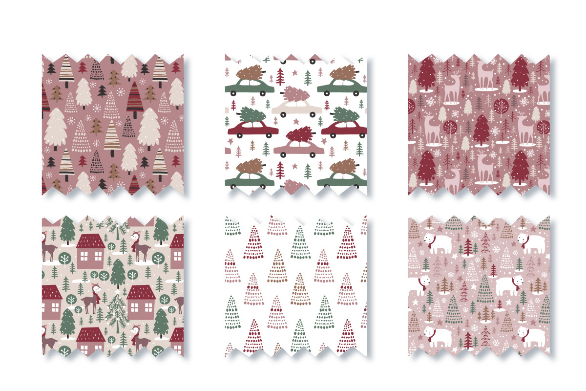 Green & Burgundy Christmas Patterns, a Pattern Graphic by DrawStudio1988 (Photo 6 of 10)