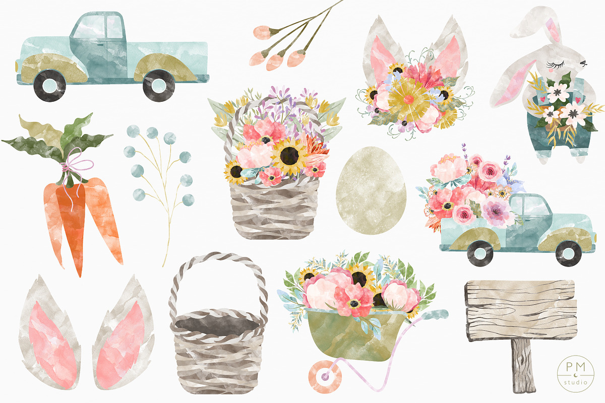 Rustic Spring: Easter Watercolors, an Illustration by PetiteMarket (Photo 4 of 4)
