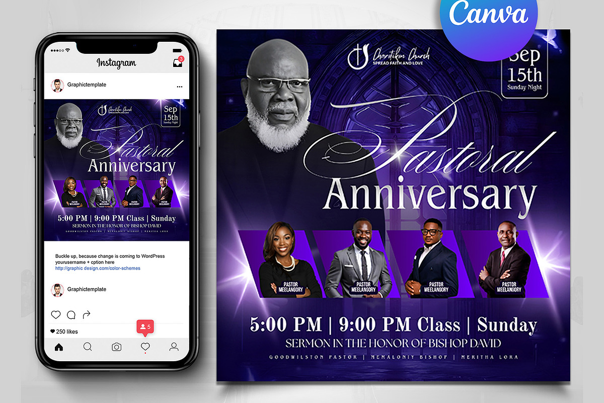 Pastoral Anniversary Church Flyer, a Flyer Template by Design Up (Photo 1 of 2)