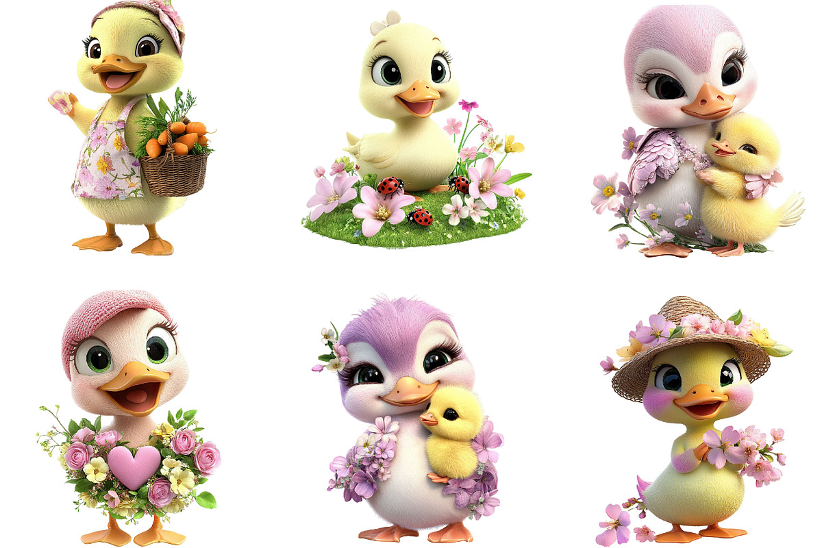 Whimsical Spring Duck Clipart, an Illustration by Designking (Photo 4 of 5)