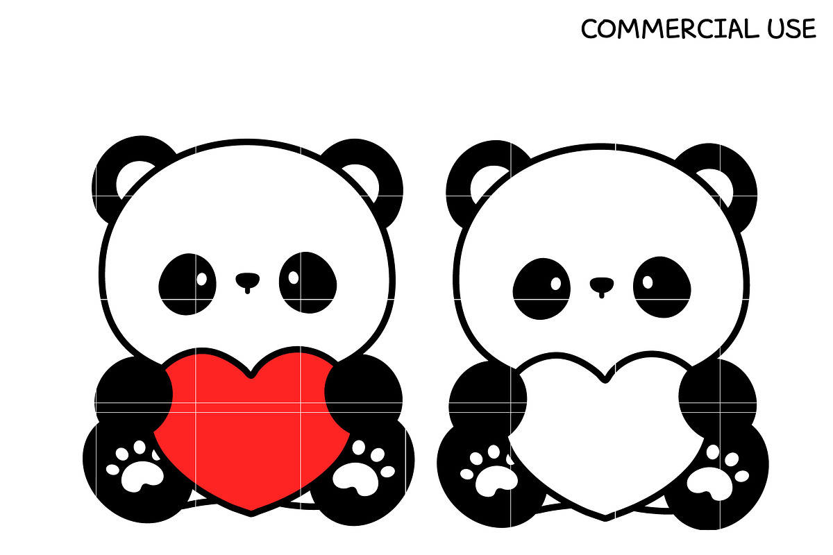Cute Panda with Heart SVG | Kawaii V, an Illustration by TheHitShop (Photo 3 of 10)