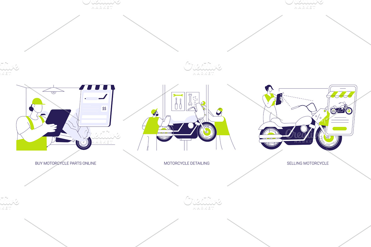 Motorcycle custom shop abstract, a Transportation Illustration by Visual Generation