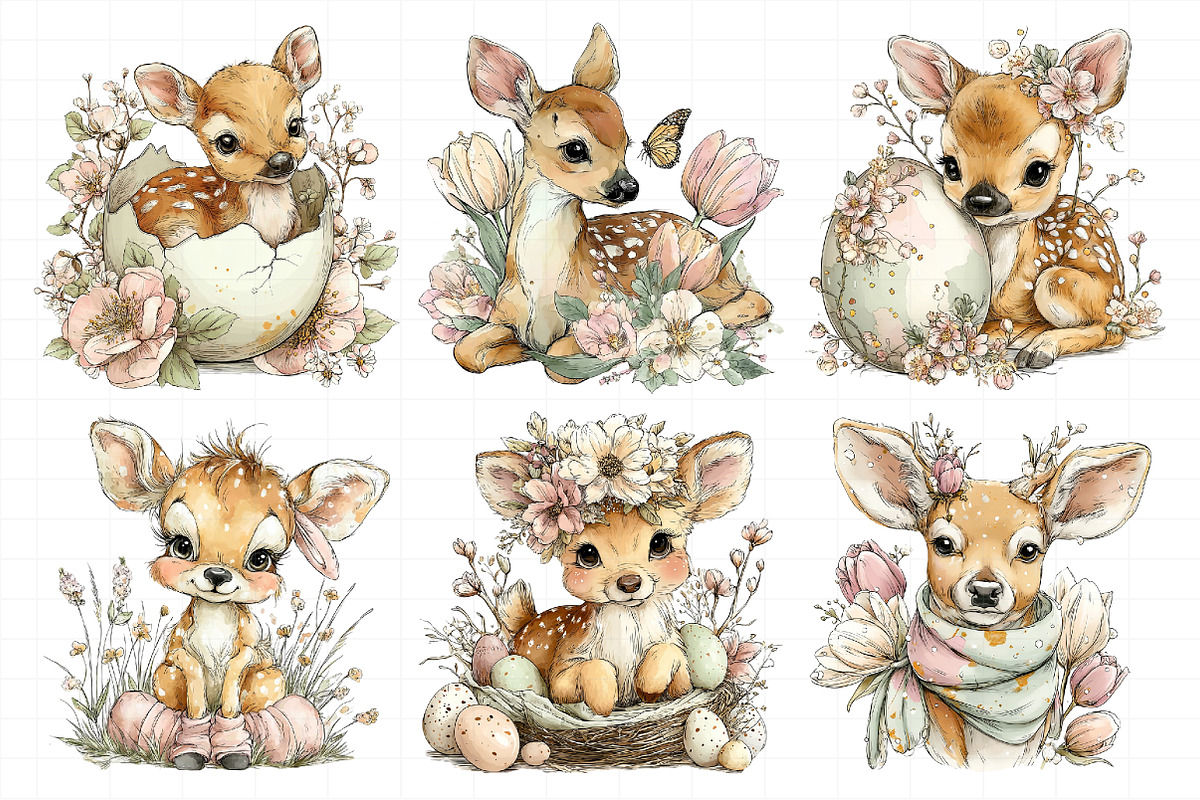 Whimsical Easter Cute Deer Clipart, an Illustration by Daily.Designs (Photo 7 of 7)