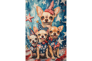Patriotic Chihuahua Dogs Art, an Animal Illustration by Art Paradise Studios