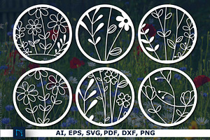 Paper cut Wildflower Ornaments SVG