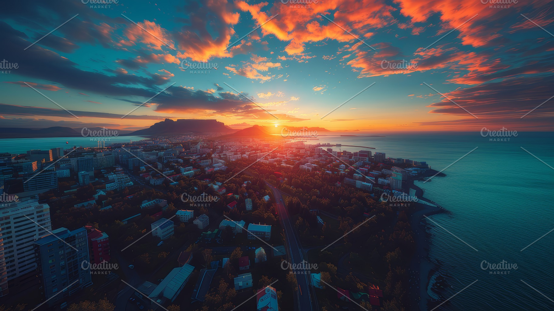 Beautiful Aerial View of Reykjavik, Iceland at Sunset with Stunning Sky, a Photo by AS photostudio