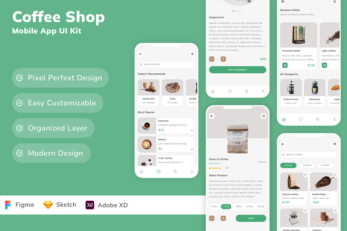 Coffee Shop Mobile App UI Kit, an UI Kit Template by Betush (Photo 1 of 3)