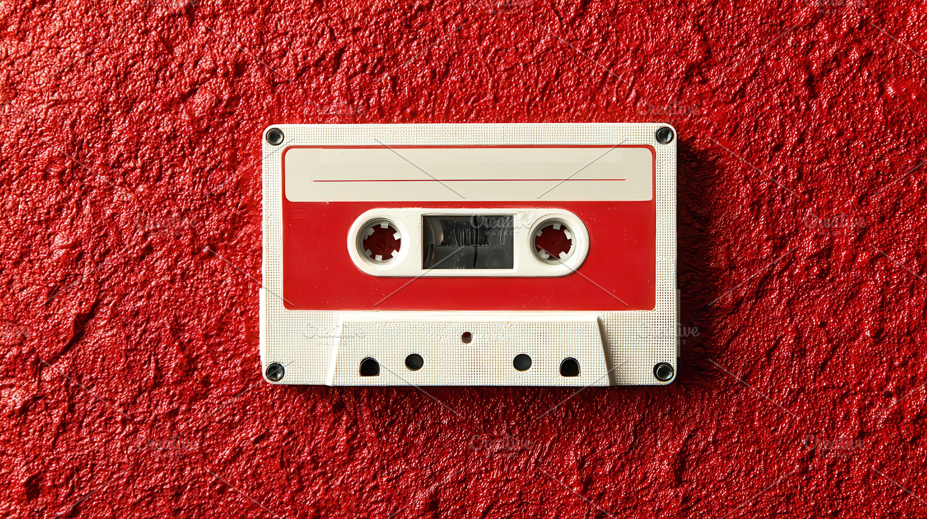 Old audio cassette placed on a red, a Photo by Pavel_design
