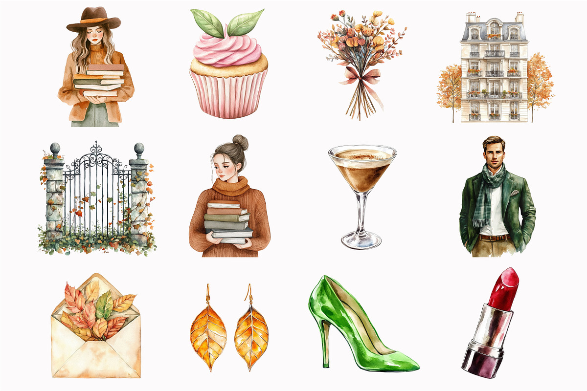 Watercolor Autumn Gallery Clipart, an Illustration by Design Market (Photo 2 of 5)