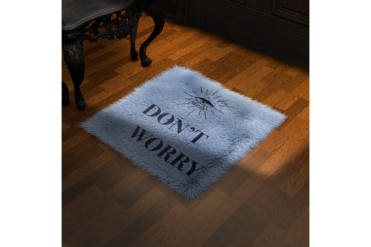 Square fur rug mockups., a Mockup by moqirynart (Photo 4 of 16)