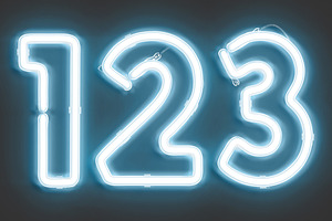 Blue Neon Number Symbols 3D Model