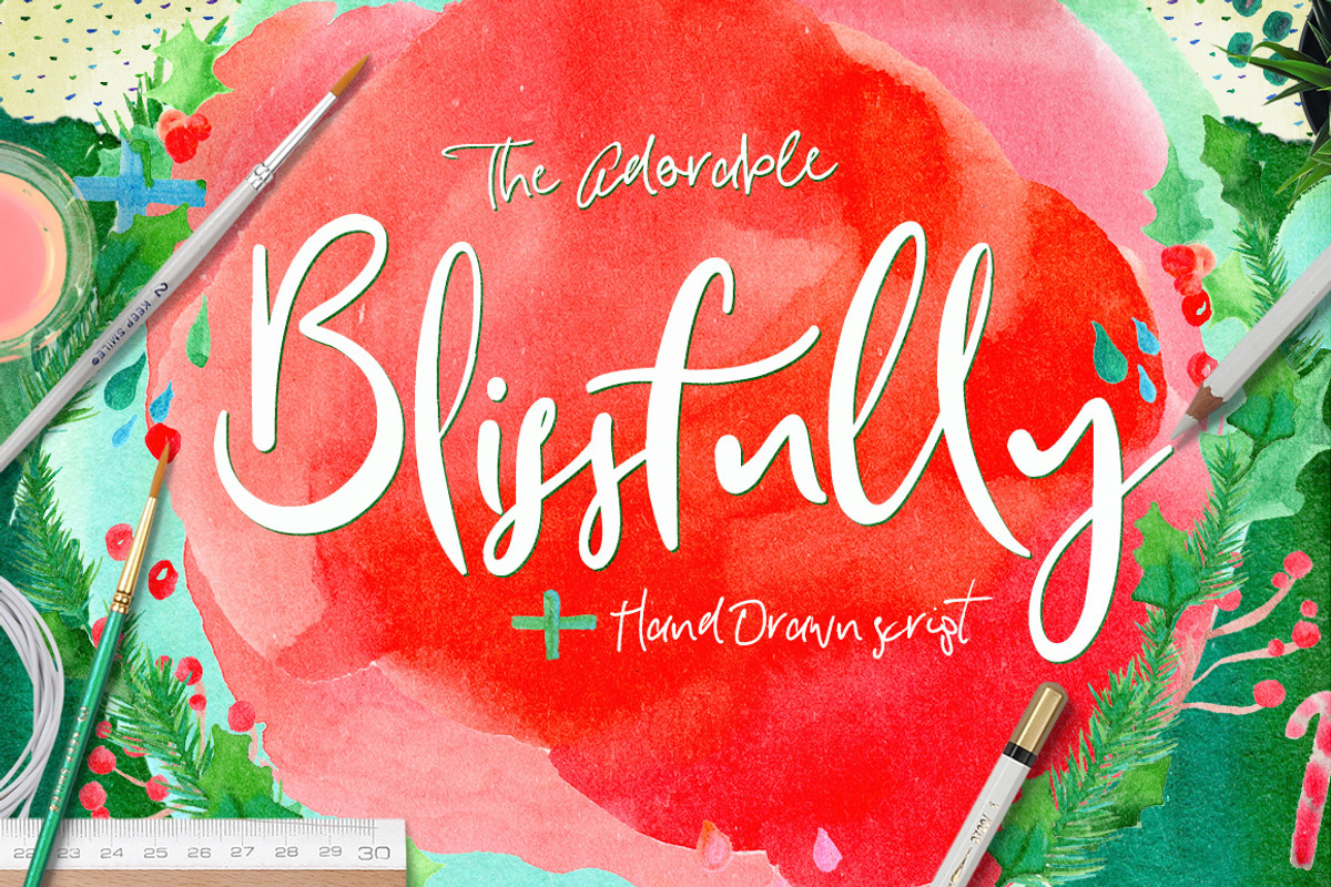 Font & Watercolor Bundle 92% OFF, a Font by Creativeqube Design (Photo 11 of 28)