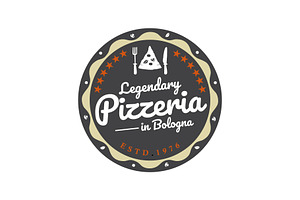 Retro Pizza Pizzeria Label, a Branding & Logo Template by Atlantis X Nurman Arbai