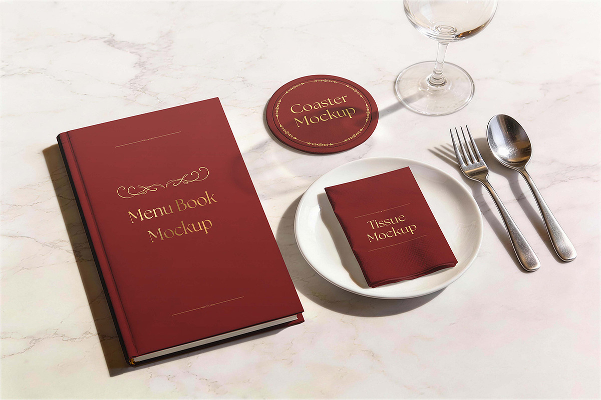 Menu & Tableware Mockup, a Product Mockup by Pitchlook.Studio (Photo 2 of 4)