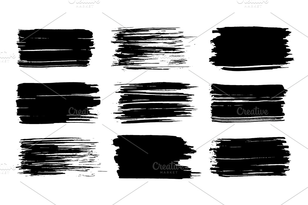 Vector paint brush set. Black ink, an Illustration by the8monkey