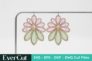 Flower Layered Earrings, a Graphic by EverCut Designs