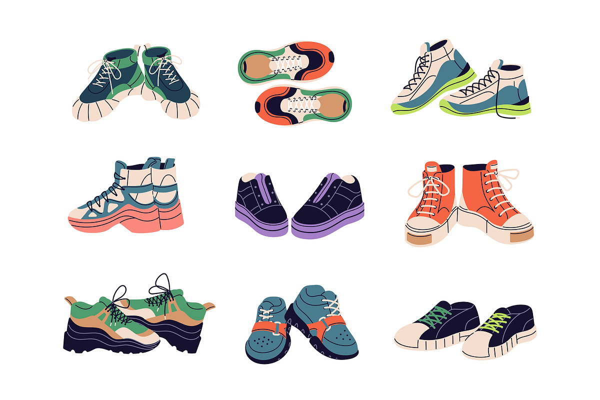 Modern sneakers set + ad templates, an Object Illustration by PaperTrident (Photo 3 of 16)