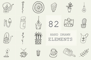 82 Hand Drawn Logo Elements PSD