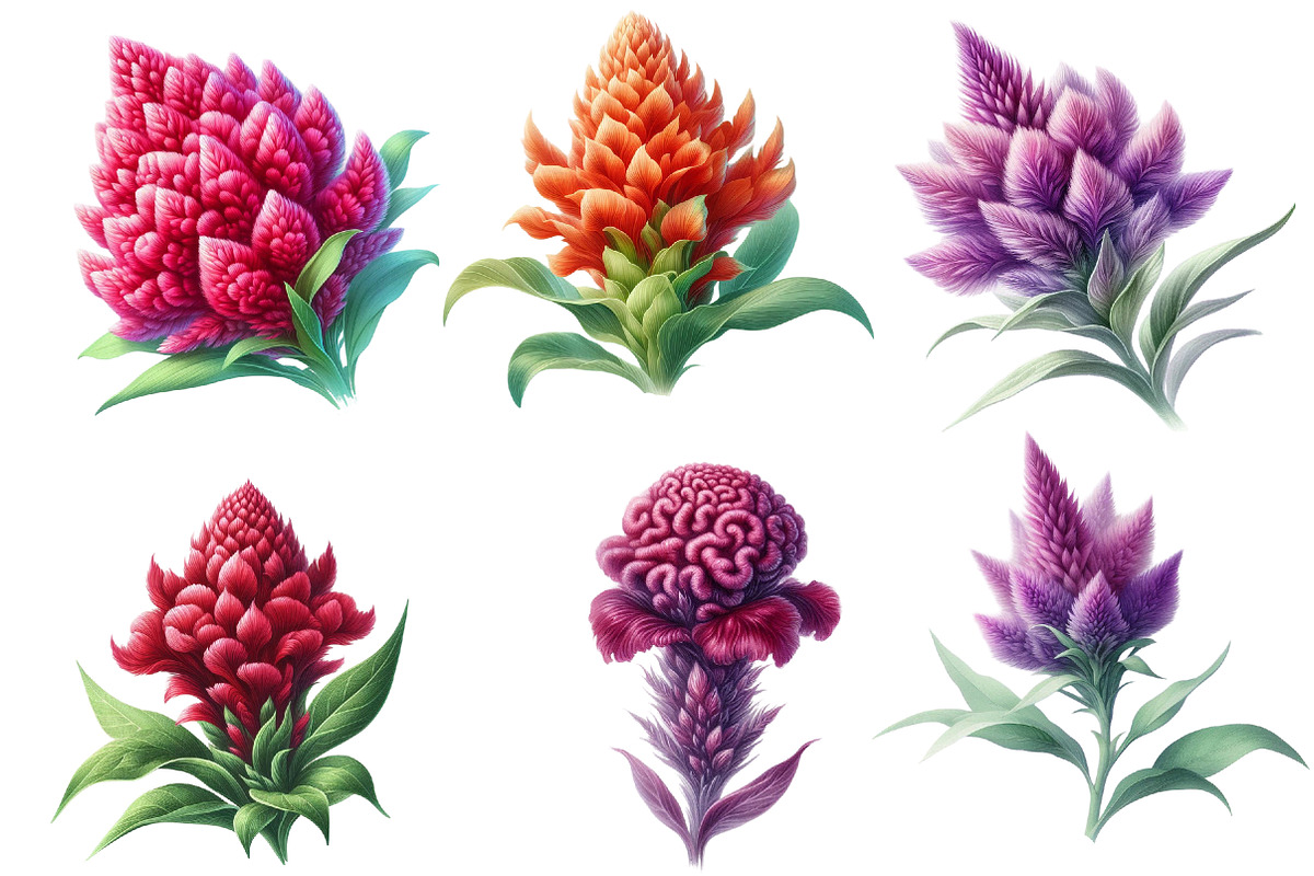 Watercolor cockscomb Clipart, an Illustration by Designworld (Photo 2 of 5)