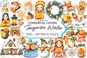 Cozy Tangerine Winter Clipart, an Illustration by designcity5