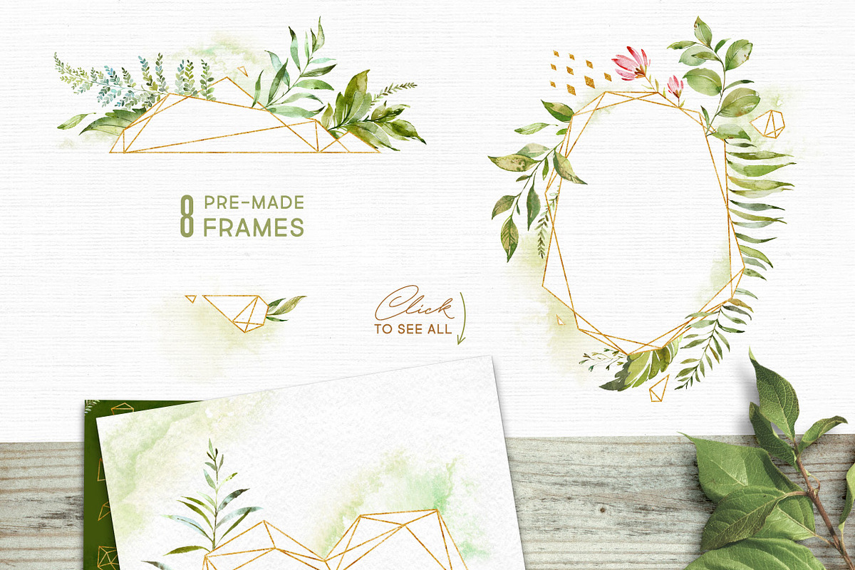 Crystal. Floral & Polygonal Bundle, a Decorative Illustration by OctopusArtis (Photo 2 of 15)