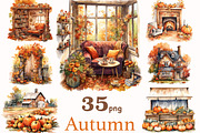 Autumn Scenes Clipart | Fall Bundle, a Seasonal Illustration by GlamArtZhanna (Thumbnail 1 of 5)