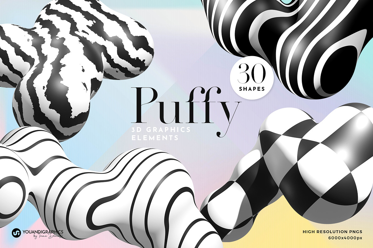 Puffy Abstract 3D Graphics Shapes, an Object Graphic by Youandigraphics (Photo 1 of 15)