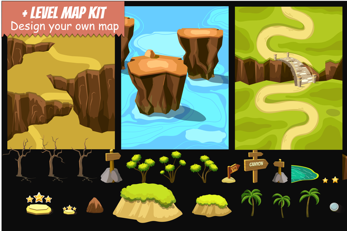 Game Level Map Set + Kit, an Illustration by 2dvillShop (Photo 6 of 6)