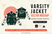Varsity Jacket Vector Template, a Shirt Mockup by S.i. Graphics (Thumbnail 1 of 3)