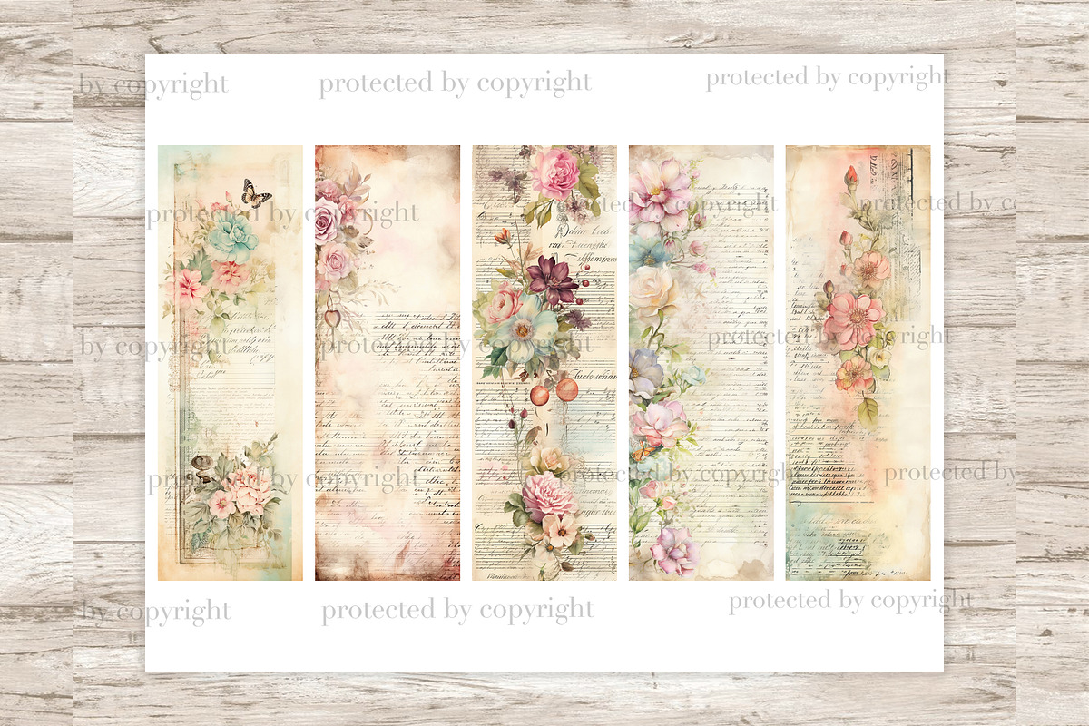 Vintage Letters Bookmarks, a Decorative Illustration by GlamArtZhanna (Photo 3 of 3)