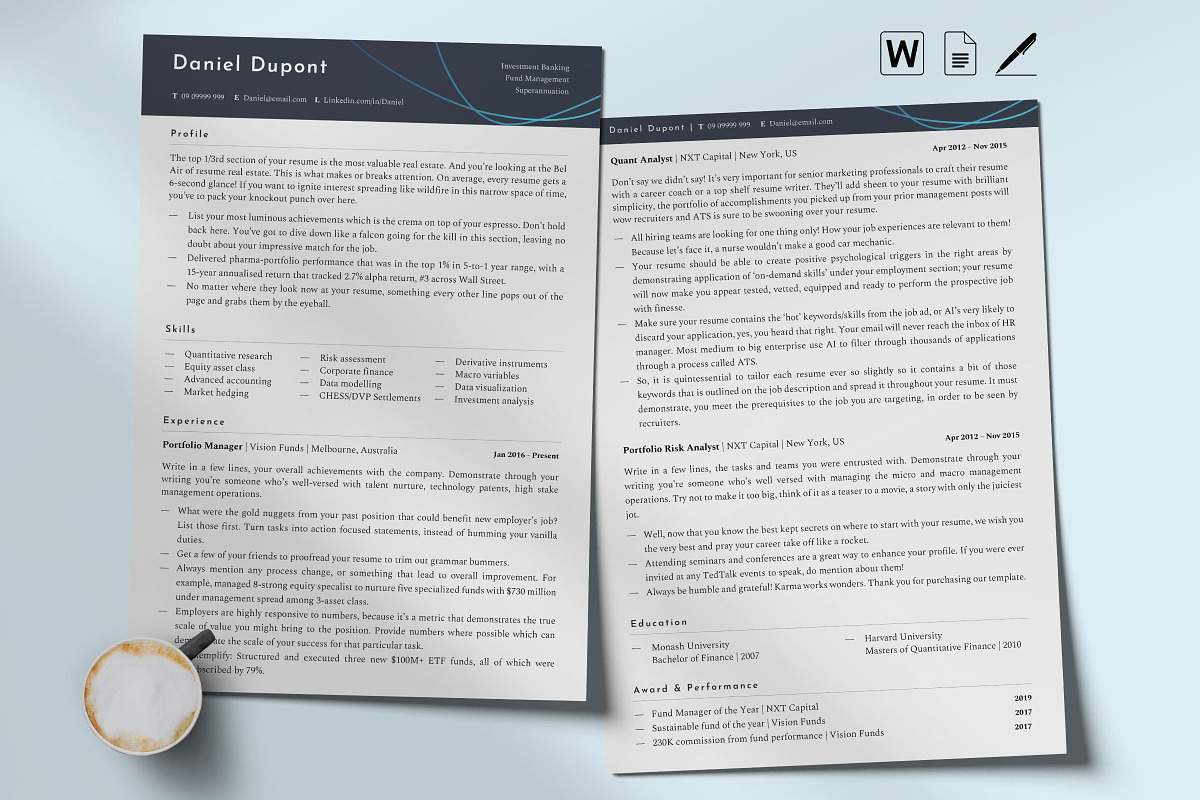 Finance Resume Template, CV Template, a Resume Template by Career Canvas (Photo 3 of 10)